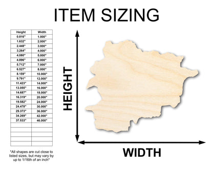 Unfinished Wood Andorra Shape - Country - Craft - up to 46" DIY
