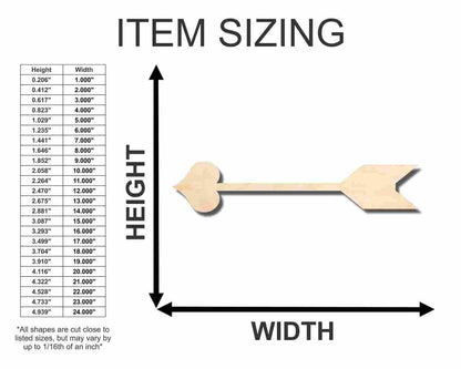 Unfinished Wood Cupid Arrow Shape - Valentine's - Love - Craft - up to 46" DIY