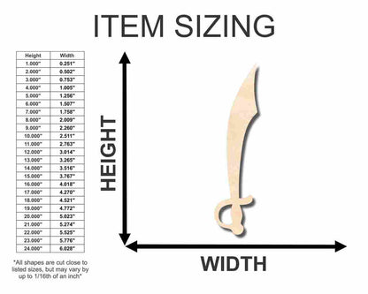 Unfinished Wood Cutlass Shape - Pirates - Craft - up to 46" DIY