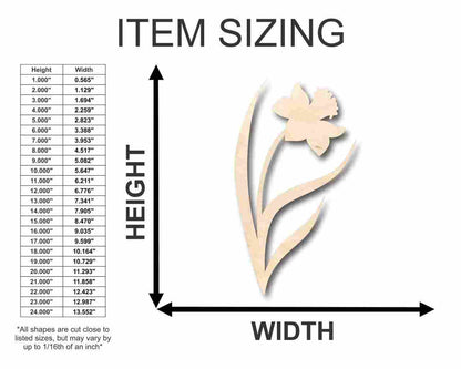 Unfinished Wood Daffodil Shape - Spring - Flower - Craft - up to 46" DIY