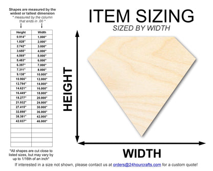 Unfinished Wood Diamond Shape | DIY Craft Cutout | Up to 36"