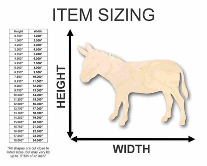 Unfinished Wood Donkey Shape - Animal - Craft - up to 46" DIY