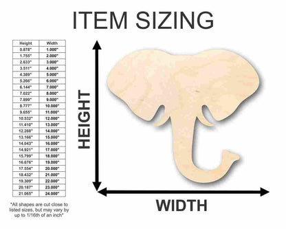 Unfinished Wood Elephant Head Shape - Animal - Wildlife - Craft - up to 46" DIY