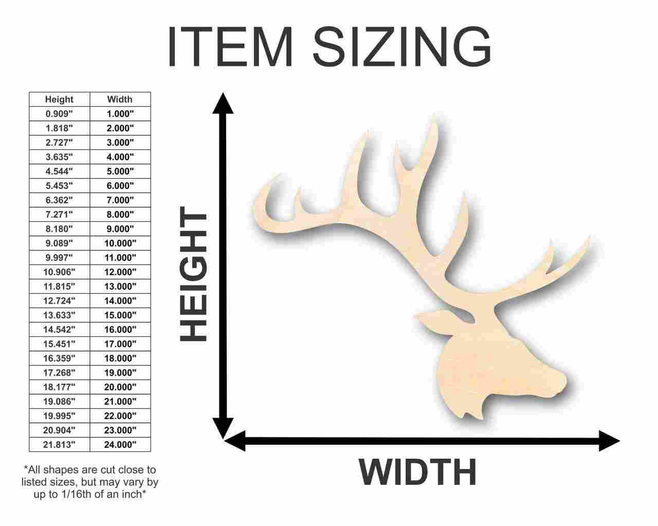 Unfinished Wood Elk Head Antlers Shape - Animal - Wildlife - Craft - up to 46" DIY