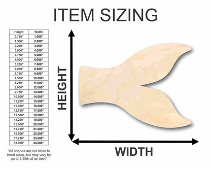 Unfinished Wood Fish Tail Shape - Ocean - Animals - Craft - up to 46" DIY