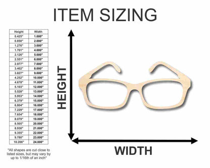Unfinished Wood Glasses Shape - Craft - up to 46" DIY