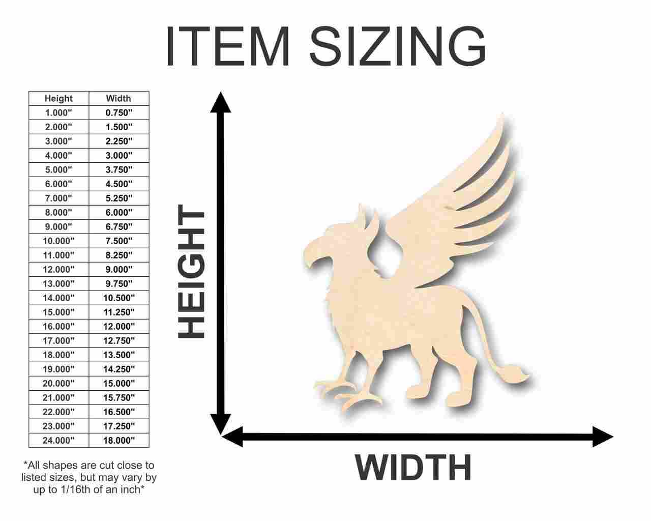Unfinished Wood Griffin Shape - Mythical - Beast - Craft - up to 46" DIY