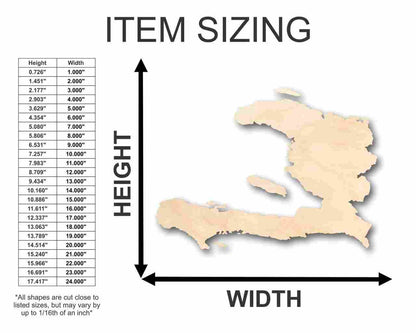 Unfinished Wood Haiti Shape - Country - Craft - up to 46" DIY