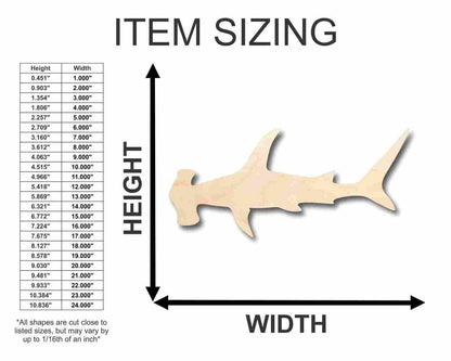 Unfinished Wood Hammerhead Shape - Ocean - Craft - up to 46" DIY