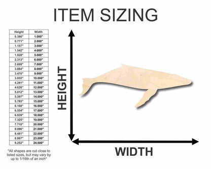 Unfinished Wood Humpback Whale Shape - Ocean - Craft - up to 46" DIY
