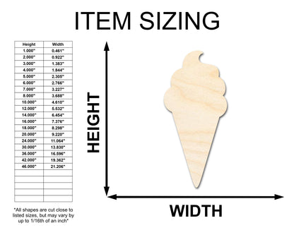 Unfinished Wood Ice Cream Shape | Soft Serve | Food | Summer | Craft Cutout | up to 46" DIY