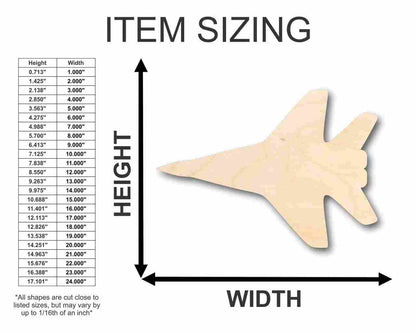 Unfinished Wood Fighter Jet Airplane Shape - Craft- up to 46" DIY