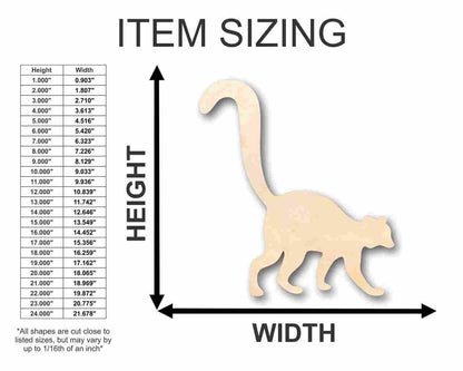 Unfinished Wood Lemur Shape - Animal - Craft - up to 46" DIY