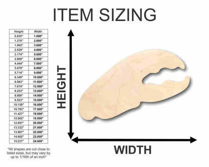 Unfinished Wood Lobster Claw Shape - Ocean - Nursery - Craft - up to 46" DIY