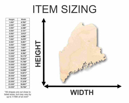 Unfinished Wood Maine Shape - State - Craft - up to 46" DIY