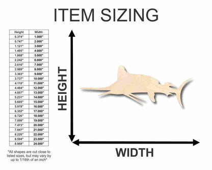 Unfinished Wood Marlin Shape - Swordfish - Ocean - Fishing - Craft - up to 46" DIY