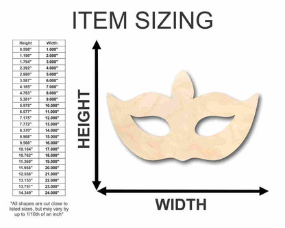 Unfinished Wood Masquerade Mask Shape - Party - Carnival - Craft up to 46" DIY