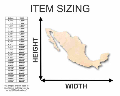 Unfinished Wood Mexico Shape - Country - Craft - up to 46" DIY