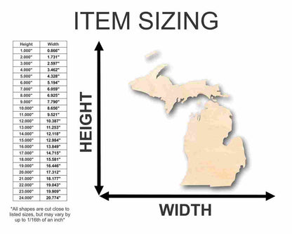 Unfinished Wood Michigan Shape (2 Pieces) - State - Craft - up to 46" DIY