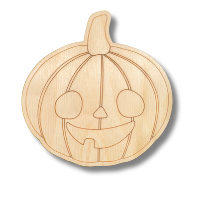 Unfinished Wood Etched Cute Jack o' Lantern Shape | Paint By Line Crafts | up to 30" DIY