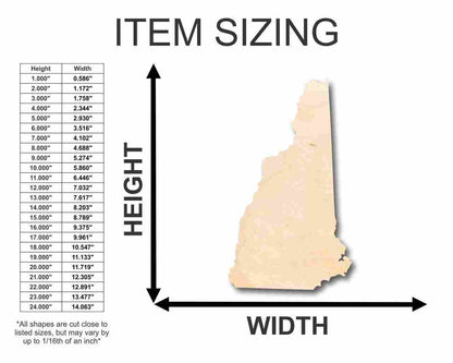 Unfinished Wood New Hampshire Shape - State - Craft - up to 46" DIY