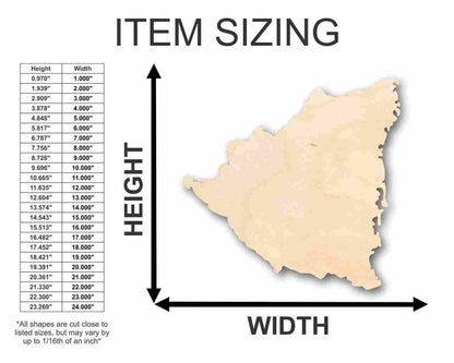 Unfinished Wood Nicaragua Shape - Country - Craft - up to 46" DIY