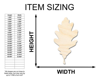 Unfinished Wood Oak Leaf Shape - Fall - Craft - up to 46" DIY