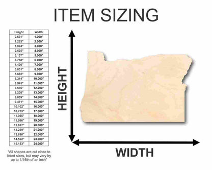 Unfinished Wood Oregon Shape - State - Craft - up to 46" DIY