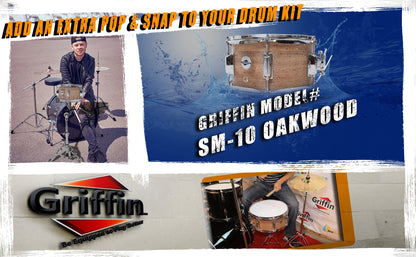 Popcorn Soprano Snare Drum by GRIFFIN - Acoustic Firecracker 10"x6" Poplar Wood Shell with Oakwood PVC - Mini Concert Marching Percussion Instrument