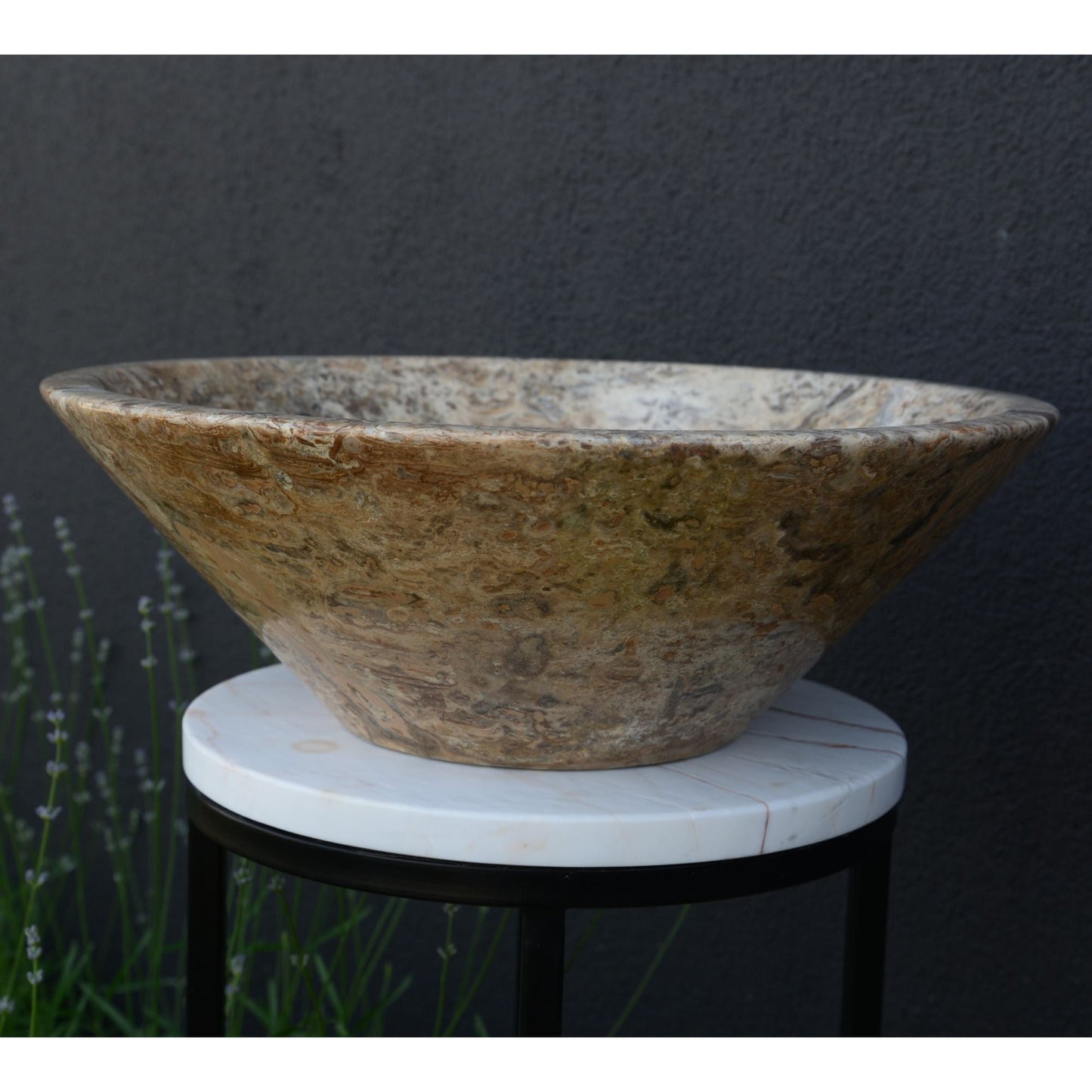 Handmade Valencia Travertine Conical Sink