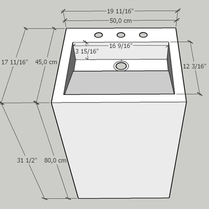 Custom Handcrafted Pedestal Porcelain Sink, Freestanding Blue Porcelain Integrated Sink, Bathroom Sink, Powder Room Sink, Marble Look Sink (ES-170)