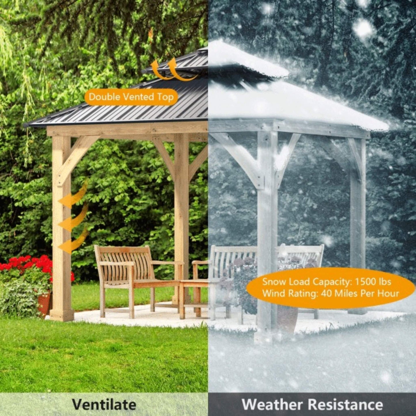 [10X10FT] Premium Outdoor Patio Hardtop Gazebo W/ Double Steel Roof (SAK01291)