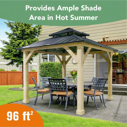 [10X10FT] Alora Premium Outdoor Patio Hardtop Gazebo W/ Double Steel Roof (SAK01291)