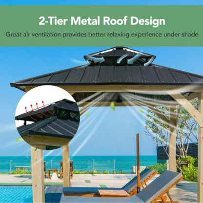 [10X10FT] Alora Premium Outdoor Patio Hardtop Gazebo W/ Double Steel Roof (SAK01291)