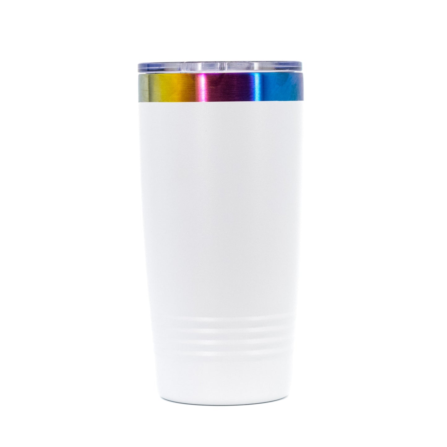 Nebraska Volleyball State Stainless Steel Vacuum Insulated Tumbler | 20 oz | White and Rainbow Chrome Engraved | RCK Creations & More