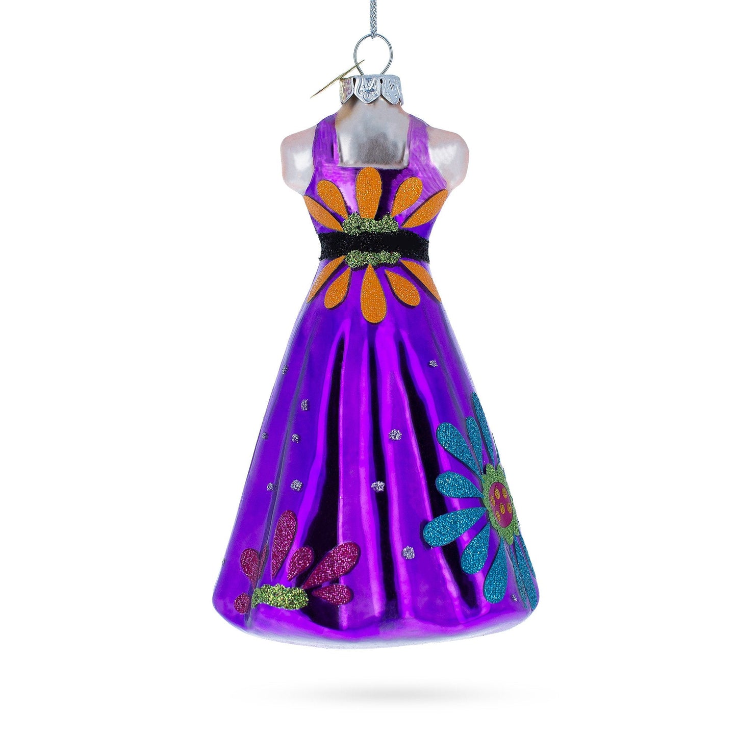 Elegant Purple Dress Glass Christmas Ornament