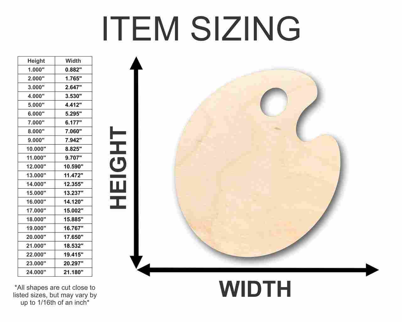 Unfinished Wood Artist Paint Palette Shape - Craft - up to 46" DIY