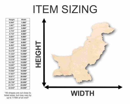 Unfinished Wood Pakistan Shape - Country - Craft - up to 46" Width DIY