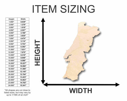 Unfinished Wood Portugal Silhouette - Craft- up to 46" DIY