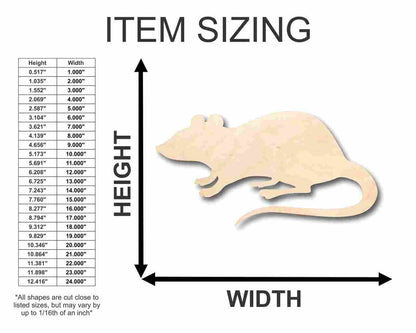 Unfinished Wood Rat Shape - Animal - Wildlife - Craft - up to 46" DIY