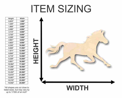 Unfinished Wood Running Wild Horse Shape - Sport - Farm Animal - Craft - up to 46" DIY