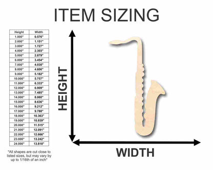 Unfinished Wood Saxophone Shape - Music - Craft - up to 46" DIY