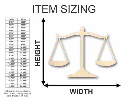Unfinished Wood Scales of Justice Shape - Law - Courthouse - Craft - up to 46" DIY