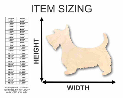 Unfinished Wood Scottie Dog Shape - Animal - Pet - Craft - up to 46" DIY