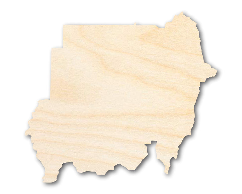 Unfinished Wood Sudan Country Shape - North Africa Craft - up to 46" DIY