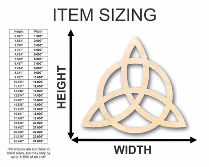 Unfinished Wood Triquetra Shape - Craft - up to 46" DIY