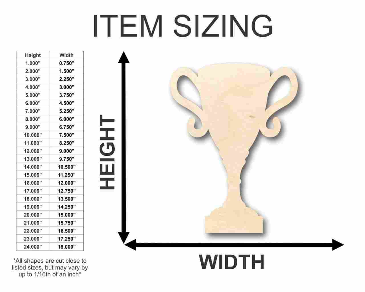 Unfinished Wood Award Trophy Shape - Sports - Craft - up to 46" DIY