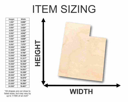 Unfinished Wood Utah Shape - State - Craft - up to 46" DIY