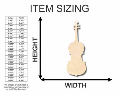 Unfinished Wood Violin Shape - Music - Craft - up to 46" DIY