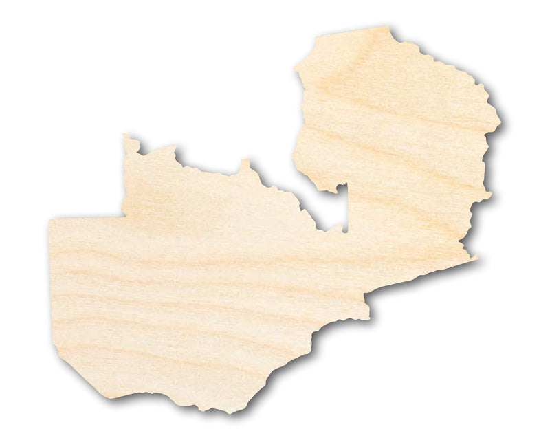 Unfinished Wood Zambia Country Shape - Southern Africa Craft - up to 46" DIY